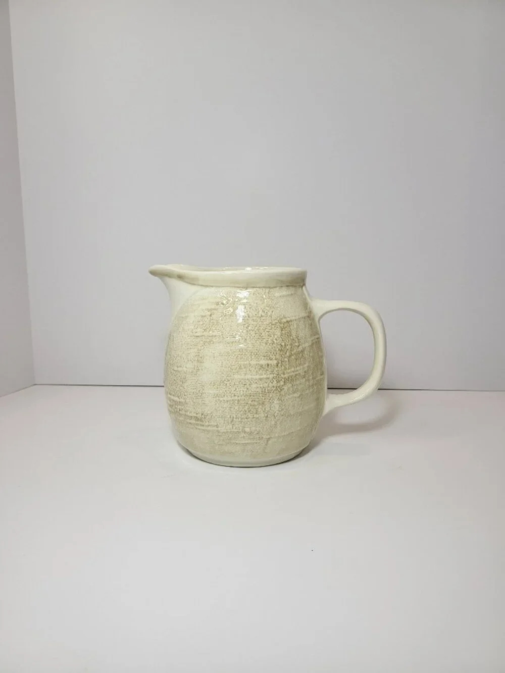 Vintage Stangl Pottery Texture Ware Pitcher. Mid Century Burlap Milk Jug